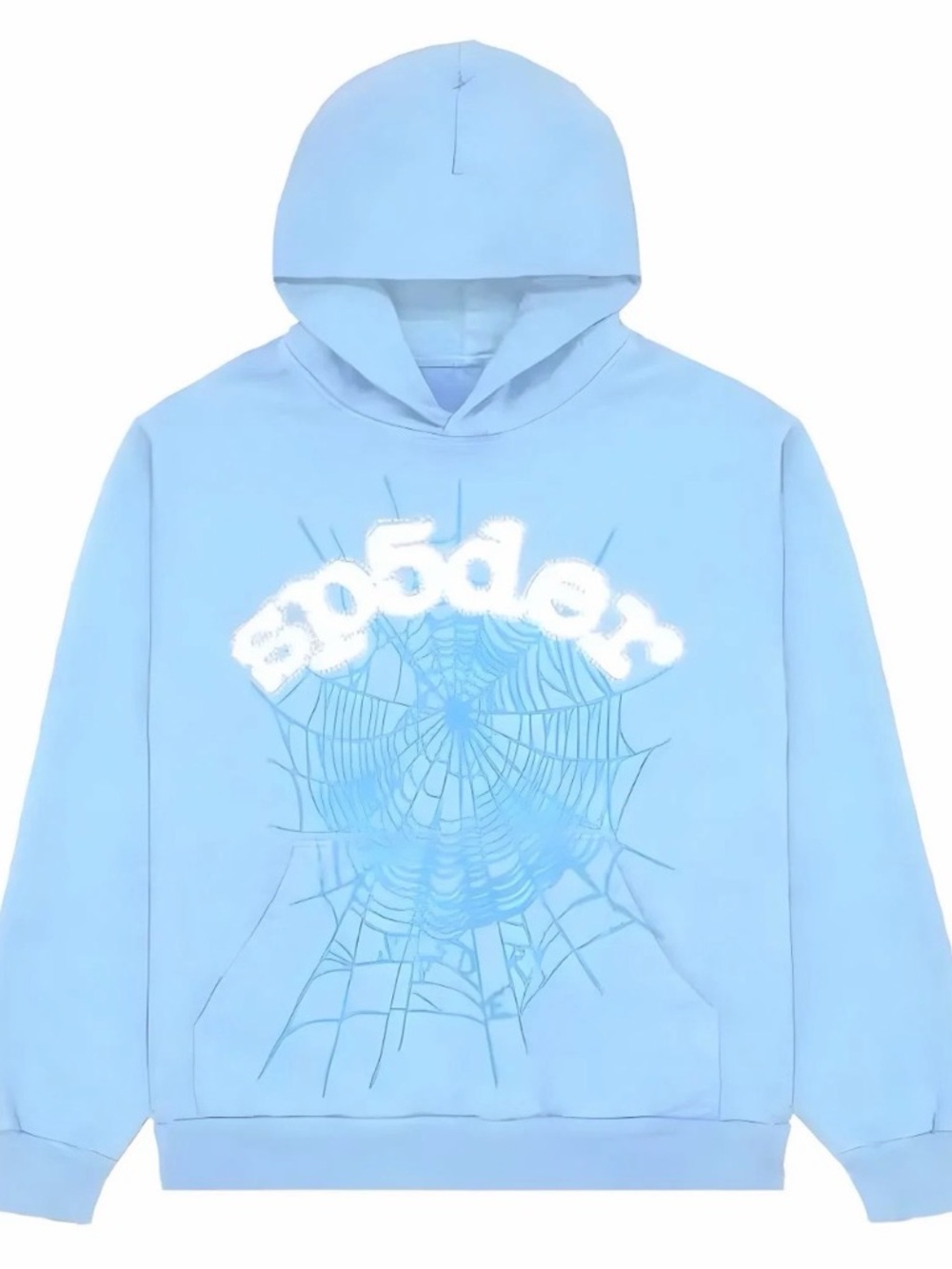 Spyder Light Blue Hooded Sweatshirt with Spiderweb Graphic